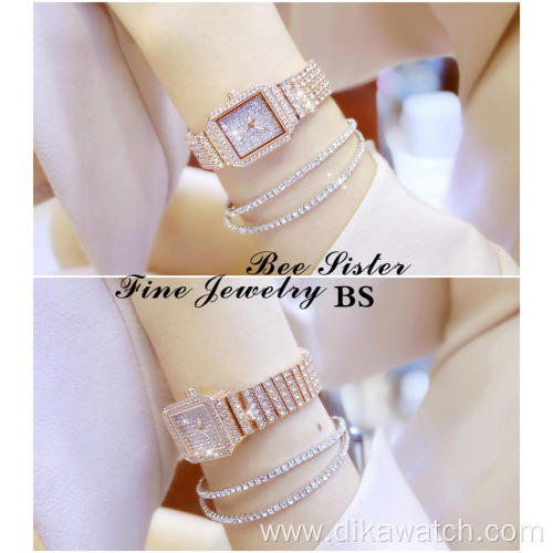 BS Bee sister Fashion Women Watch With Diamond Silver Watch Ladies Top Luxury Brand Ladies Casual Women's Bracelet Watch